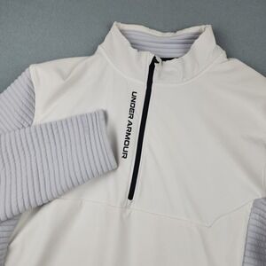 Under Armour Jacket Womens Large White Storm 1/2 Zip Fleece Golf Training Tech